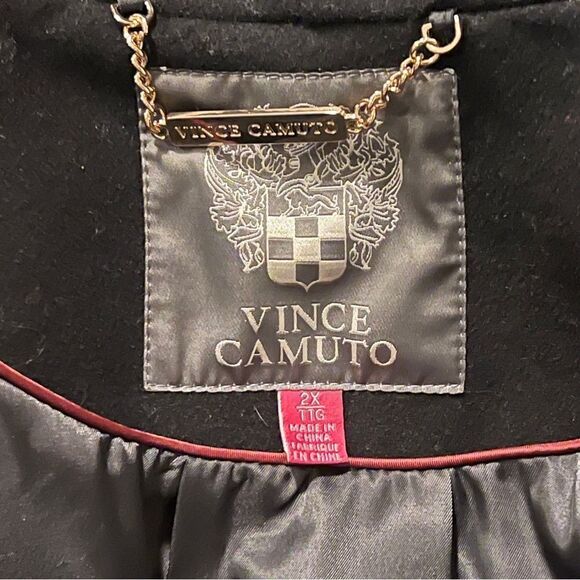 Vince Camuto Womens Plus Size Chain-Belt Walker Coat Wool Blend Black 2X NWT - Picture 6 of 10